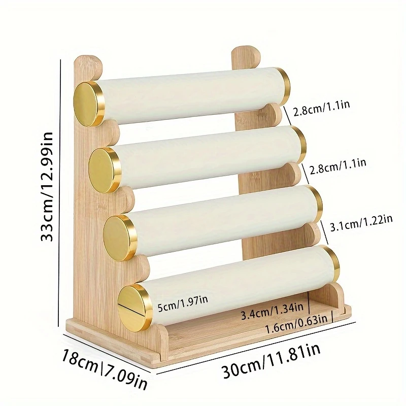 Un support à bijoux en bois de bambou beige détachable à 2, 3 ou 4 niveaux, idéal pour le rangement des bracelets en peluche, l'organisation des bijoux et l'affichage des bracelets. C'est un choix parfait pour les vitrines de magasins de bijoux et la décoration intérieure, ainsi qu'un cadeau idéal pour les filles. (Ce produit ne contient pas de bijoux, c'est juste un support vide. Emballage en carton indépendant pour mieux protéger votre produit), Tours à bijoux.