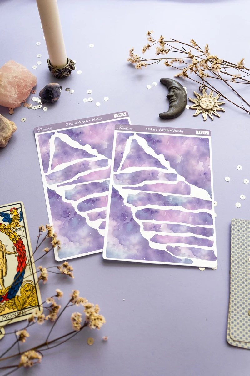 Pastel Galaxy Washi Sticker Sheet, Aesthetic Washi Tape Planner Stickers, Cotton Candy Watercolor Washi Tape Stickers, Bujo Stickers Deco