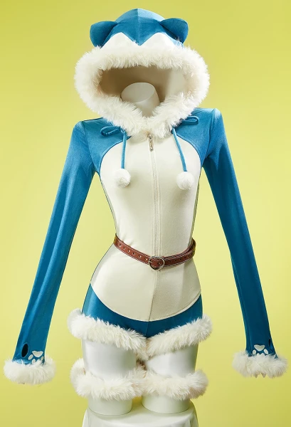 PM Derivative Sexy Lingerie Plush Homewear Fluffy Romper Jumpsuit with Socks and Belt