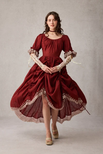 Elowen 27 | Lace Linen dress gown ( 2 way to wear )