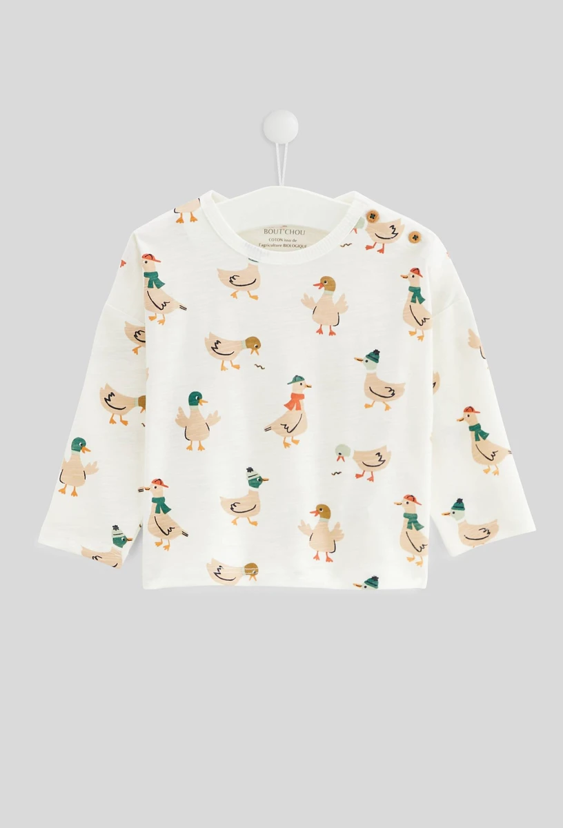T-shirt manches longues imprimé en coton BIO GOTS