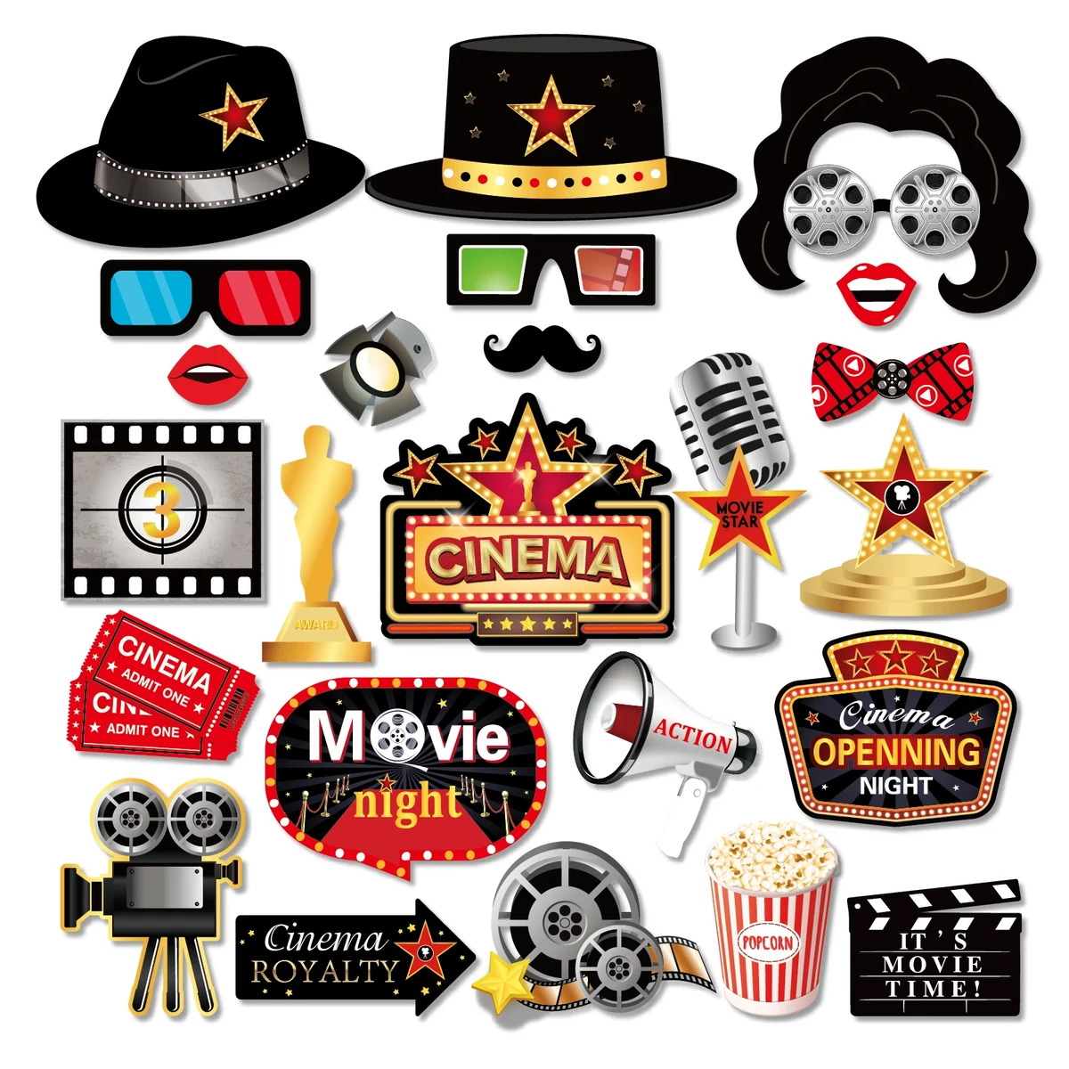 Accessoires de photomaton de fête du festival du cinéma de la Confédération, nuit de cinéma, fête d'anniversaire, lunettes de bricolage amusantes, lèvres, accessoire de séance photo, décoration - AliExpress