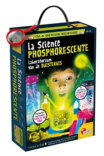 Lisciani - I'M A GENIUS SCIENCE - La Science Phosphorescente - Jeu Scientifique pour Enfants dès 8 Ans - Expériences Luminescentes et Phosphorescentes dans le Noir - Kit Complet Éducatif