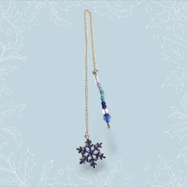 Unique Christmas Chain Bookmark - Blue Snowflake | Decorative Charm Handmade Bookmark Festive Magical Gift Cozy Reader