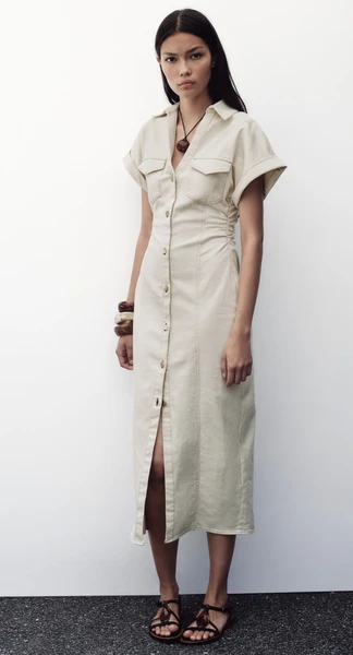  ROBE MIDI PLIS TAILLE