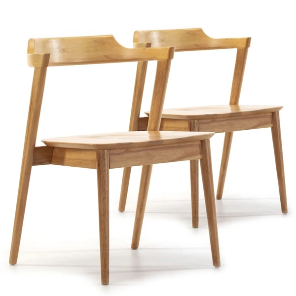 Pack 2 chaises, couleur chêne, bois massif, 58 cm x 57,5 cm x 76 cm