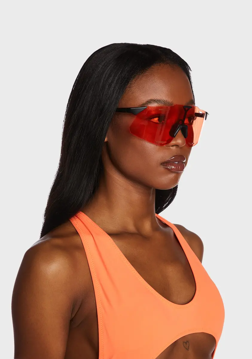 Tinted Shield Sunglasses - Orange