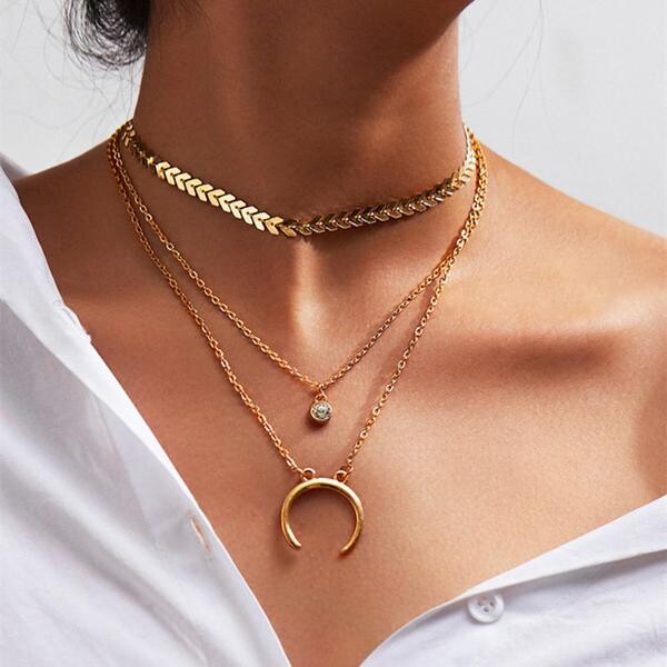Collier Demi-Lune Or