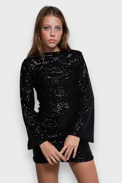 robe noire paillettes