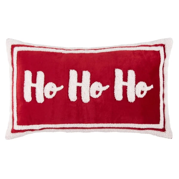 Housse de coussin rouge et blanche effet laine bouclée