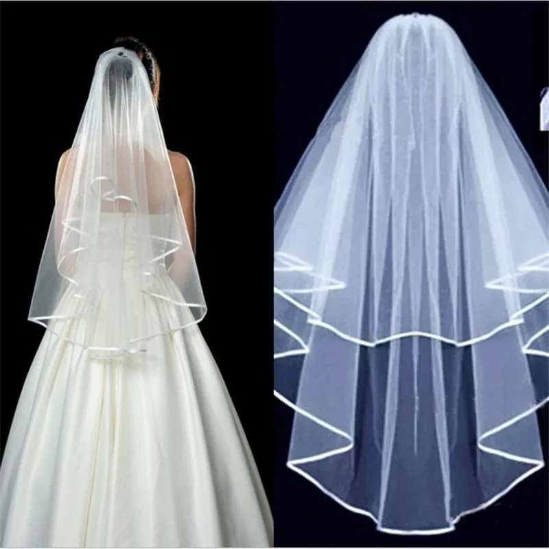 Voile de mariée court et Simple en Tulle, deux couches avec peigne, voile de mariée blanc ivoire pour mariée, accessoires de mariage - AliExpress 320