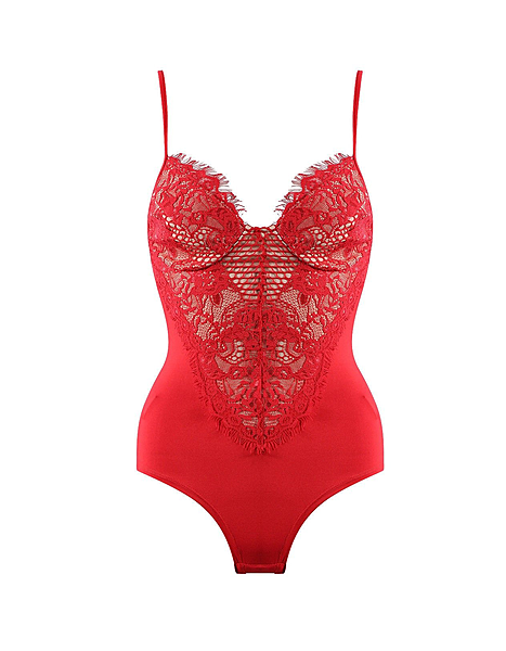 Esra Lace Bodysuit Red