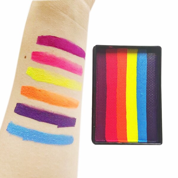 Peinture faciale personnalisée, gâteau arc-en-ciel coloré, Fluorescent, Eyeliner activé à l'eau, Art corporel