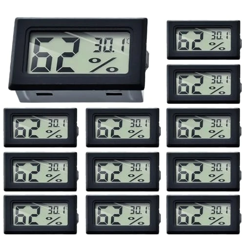 WIYETY Lot de 12 thermomètres/hygromètres numériques d'intérieur avec écran LCD et écran LCD, pour la maison, le bureau, la chambre à coucher
