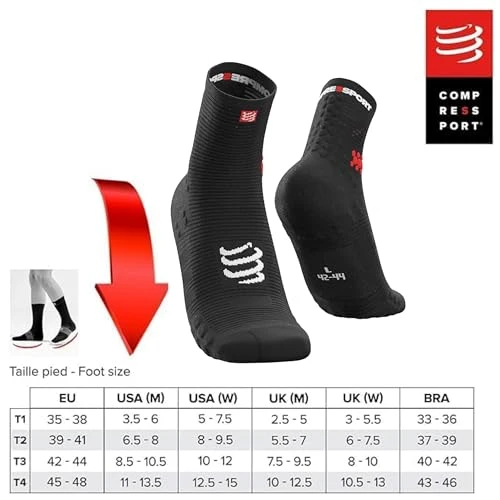 COMPRESSPORT Chaussettes De Course à Pied - Pro Racing Socks V3 Run High - Prévention des Ampoules - Amorti et Respirabilité - Running et Triathlon - Pour Entraînement et Compétition - Légère