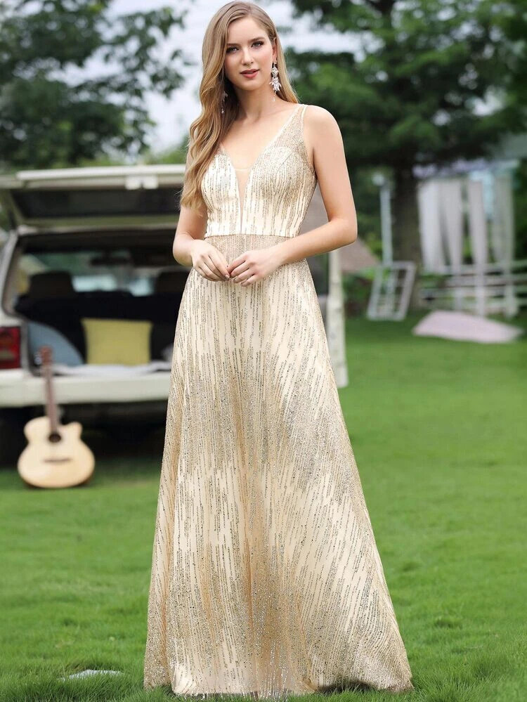 Robe de bal en mousseline à sequins