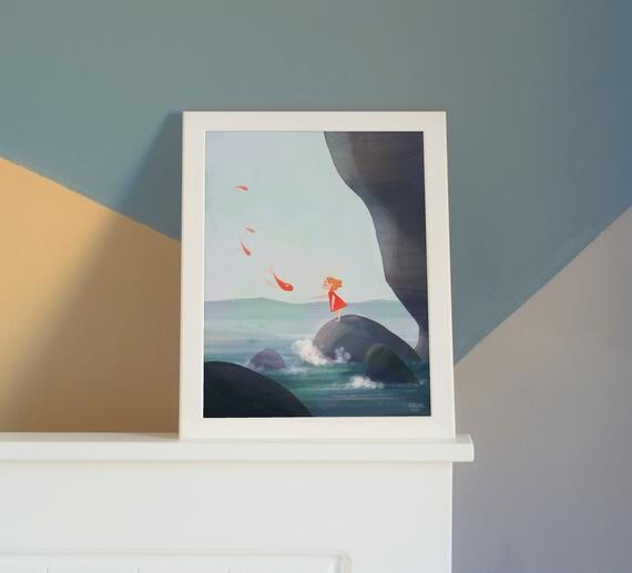 Touch the Sky - art mural, illustration originale, décor de chambre pour enfants, impression d’art