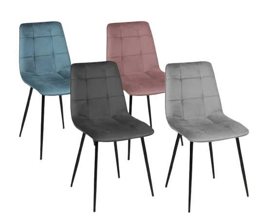 Lot De 4 Chaises Mila En Velours Mix Color Pastel Bleu, Gris Clair, Gris Foncé, Rose - Chaise BUT