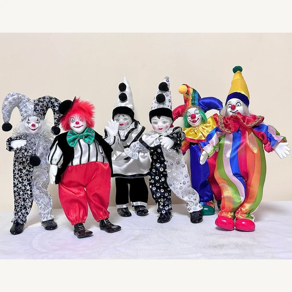 Vintage Clown Porcelain Dolls,Clown Collection Toys,Desktop Decorations