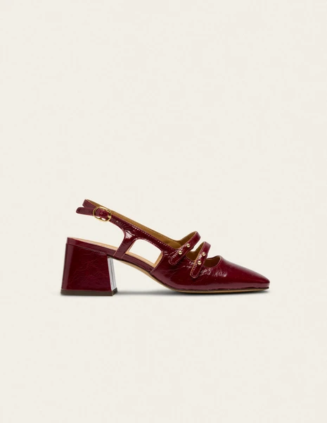Soline pumps - Burgundy pleated patent leather