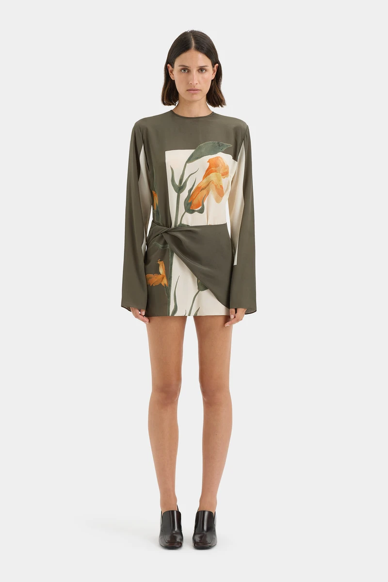 Constance Twist Mini Dress-Iris Floral / 0