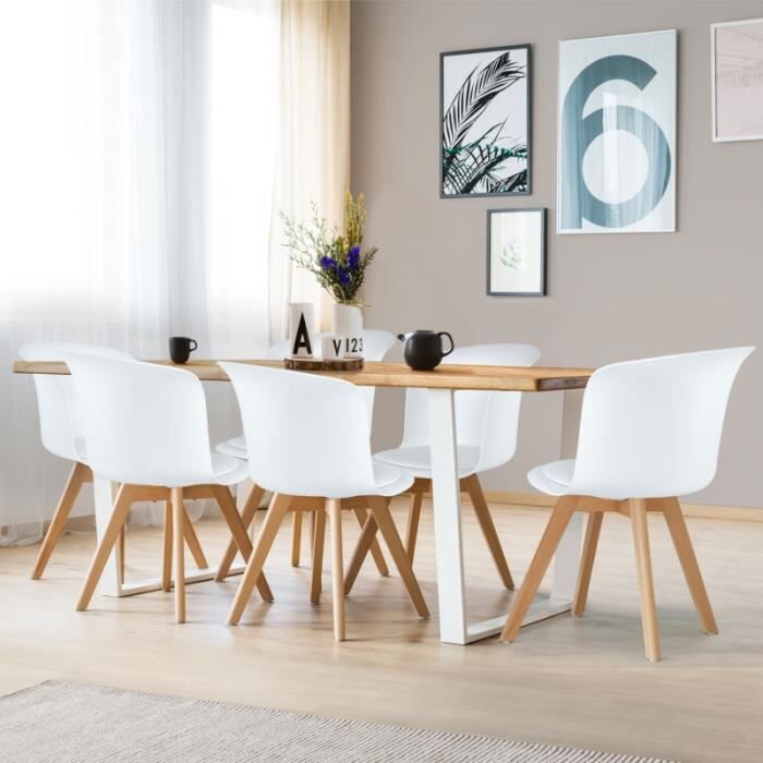 IDMARKET Lot de 6 chaises SOLENE blanches pour sal