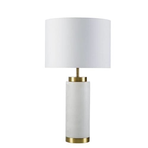 Lampe en marbre blanc et et métal doré | Maisons du Monde