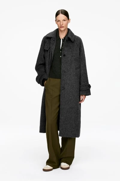 Manteau en mélange de laine et d'alpaga – Noir – ARKET FR