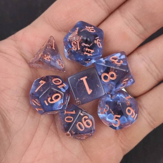 Copper Dragon's Fire - with copper flakes inside - quirky dnd gift - d20 fantasy dice - for fans of Critical Role or Dungeons and Dragons