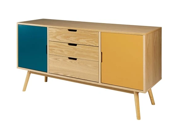 Buffet vintage 2 portes 3 tiroirs tricolore Fjord | Maisons du Monde