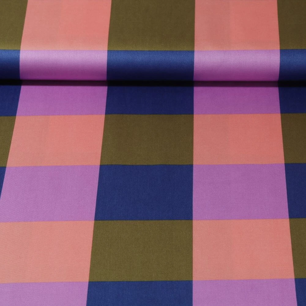 Coton - Satin Nerida Hansen Grands carreaux Bleu