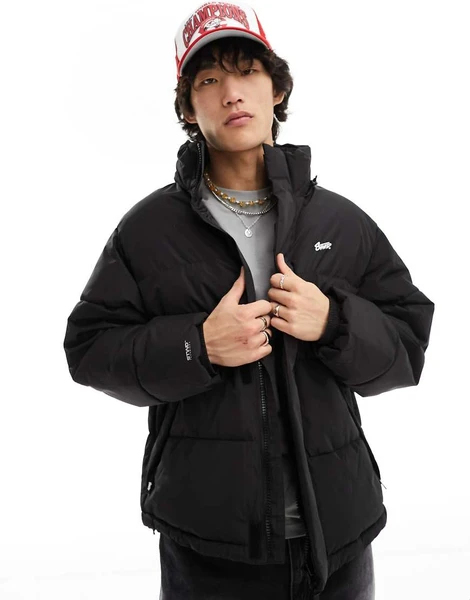 Pull & Bear - Doudoune à capuche - Noir