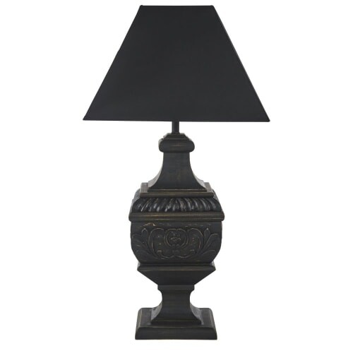 Lampe à poser avec pied sculpté noire ADEL | Maisons du Monde de