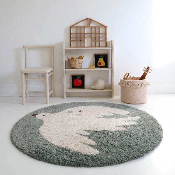 Tapis chambre enfant petit oiseau bohemian bird aqua - Nattiot
