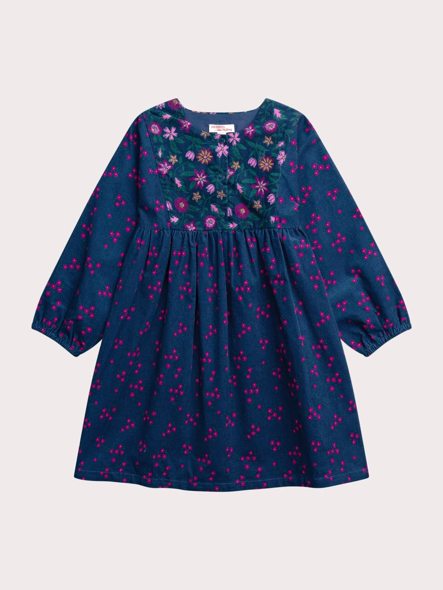 Robe bleu foncé à motifs fleuris