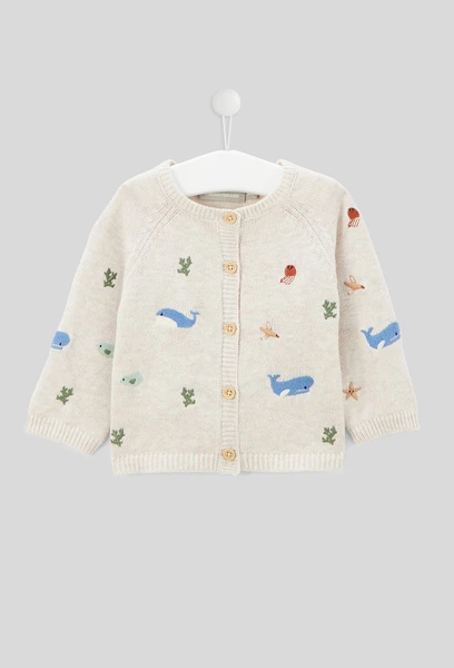 Cardigan avec broderies mer