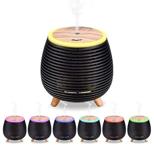 Mini Diffuseur d'Huiles Essentielles 90 ML, CkeyiN Humidificateur à Ultrasons avec 7 Couleurs de Lumière, 2 Modes de Brume, Diffuseur d'Arômes pour Chambre, Etude et Yoga.