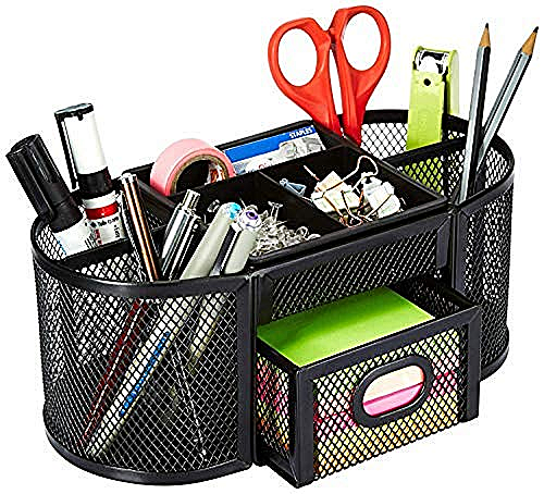 AmazonBasics Organiseur de bureau en métal grillagé Noir
