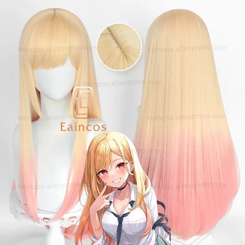 Perruques de Cosplay Anime Marin Kitagawa, cheveux synthétiques longs et lisses de 80cm, dégradé teint rose, résistants à la chaleur - AliExpress 200000532