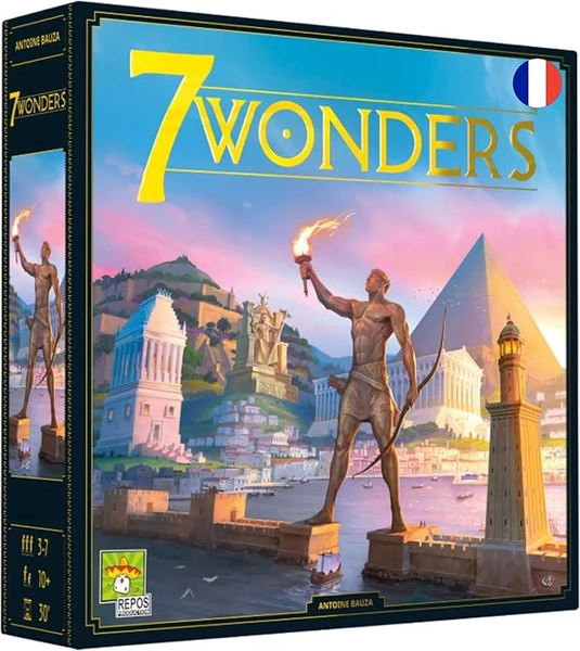 Asmodee - 7 Wonders Base Game - Strategy Board Game for Children from 10 Years - Golden Ace Award - Unlimited Replayability - 3 to 7 Players - 30 Min - in French - Repos Production