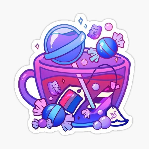 Tasse à Thé Drapeau de la Fierté - Bonbons Bisexuels | Sticker