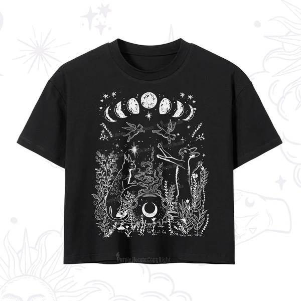 Purplehecate Celestial Cat Crop T-Shirt