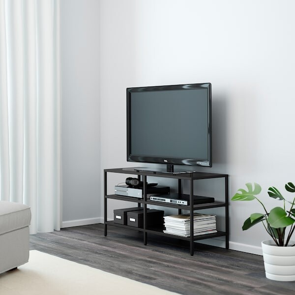 VITTSJÖ Banc TV - brun noir, verre 100x36x53 cm