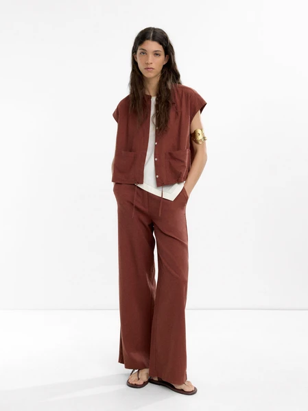 Pantalon droit en lin Brique | Parfois France