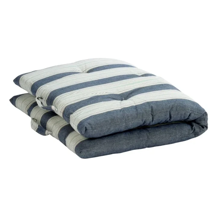 Matelas de sol en coton rayé | Bleu