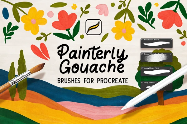 Painterly Gouache Procreate Brushes, a Brush Add-On by seamlessteam