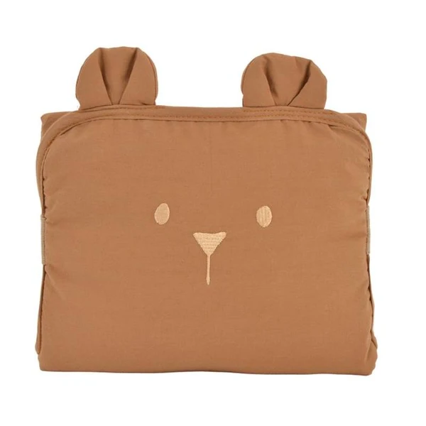 Tapis à langer de voyage coton bio ourson caramel - Little Crevette