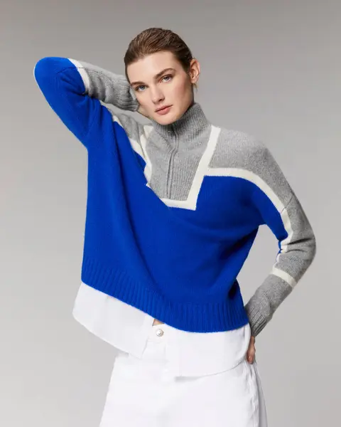 Pull Col Camionneur Bicolore (H23 / FEMME / Pop Blue)