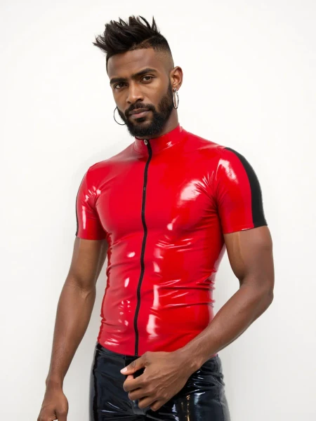 Haut de course en latex rouge Rosso