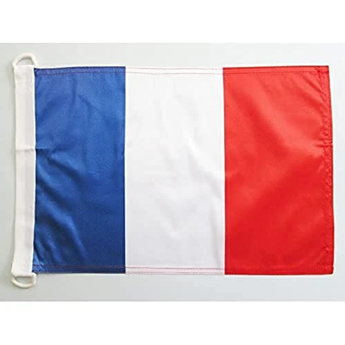 AZ FLAG - Drapeau France - 45x30 cm - Pavillon Nautique Français Spécial Bateau Et Extérieur En Maille Bloquée Avec Anneaux Plastiques Intégrés - 30g